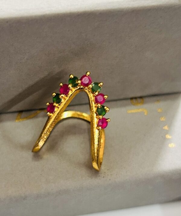 Traditional Vangi rings -Red & Green stones
