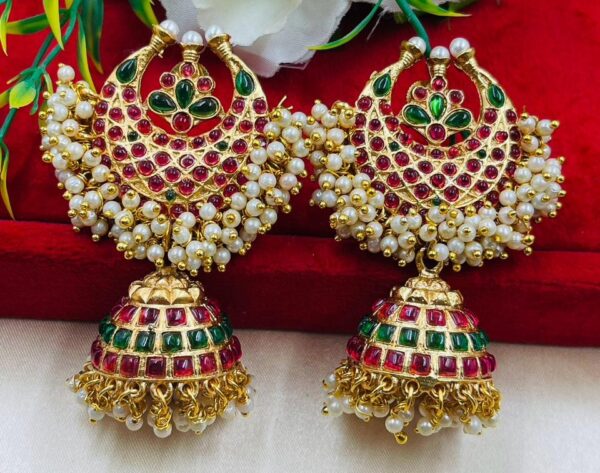 Half Moon Kemp Model jhumkha with pearls