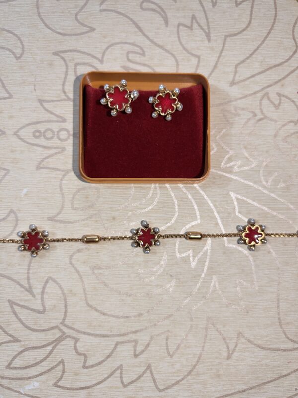 Traditional Enamel Short Palaka flower Neccklace set