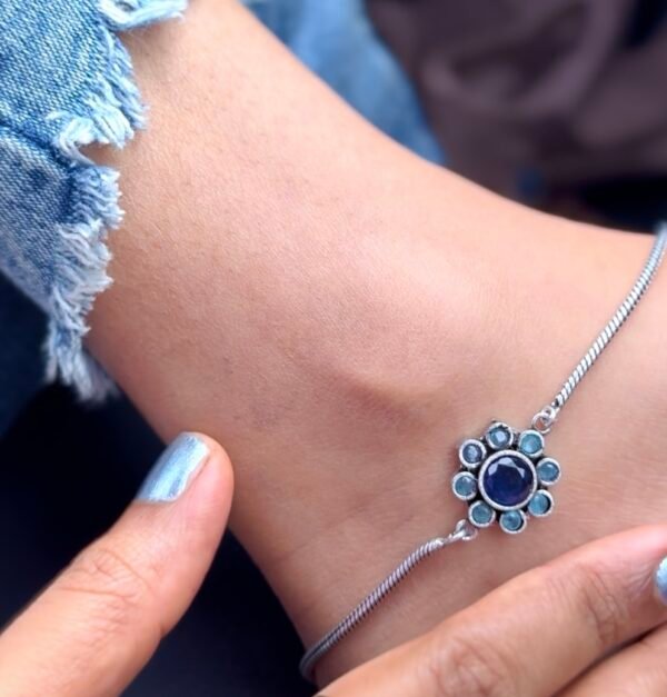 Flower Anklets- Blue Stone Anklet