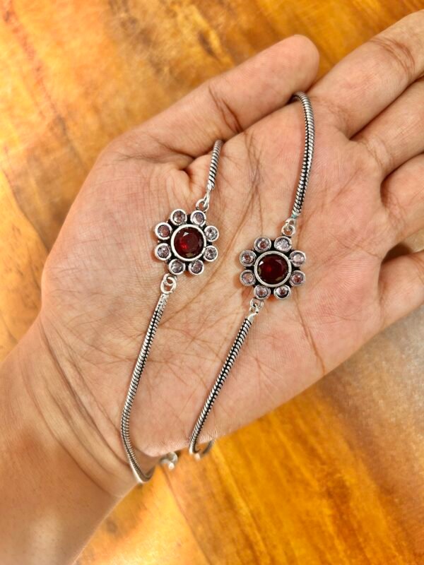 Flower Anklets- Red & White Stone Anklet