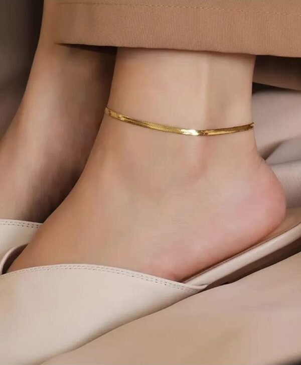 18K Gold Plated Snake Chain Anklet Adjustable-Single Piece