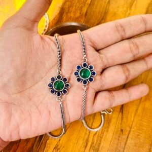 Flower Anklets- Blue & Green Stone Anklet