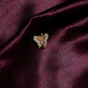 Premium Butterfly AD Stone Two In One Non Piercing Ear and Nose Pin