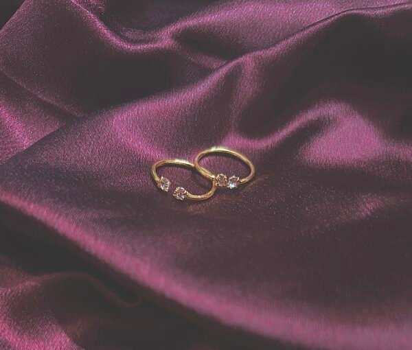 Gold Plated Toe Ring-  White Stone on both side (MINCHI)