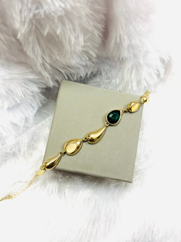 18k Gold Plated Imported Emerald Stone Bracelet