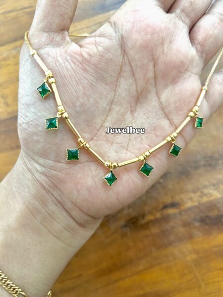 Gold Plated Stone Drop Neck Piece