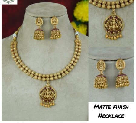 Matt Finish Lekshmi Temple Necklace Set