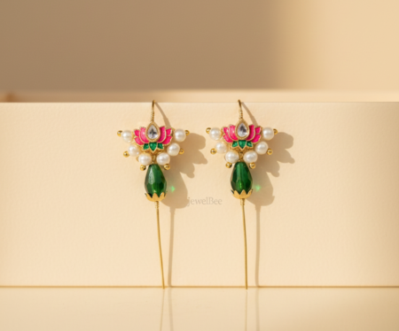 Traditional Lotus Earcuff with Pearls