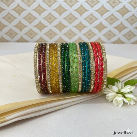 Glass Bangles -Nakshatra with  stone border bangle