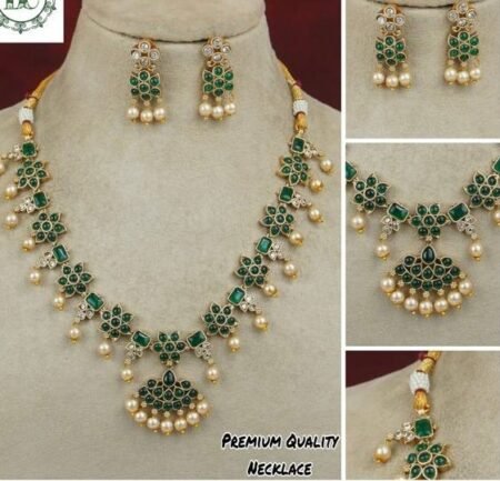 Premium Saubagya Traditional Kemp Necklace Set