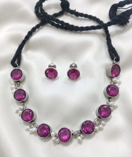 Premium Zircone Stone Choker With Pearls