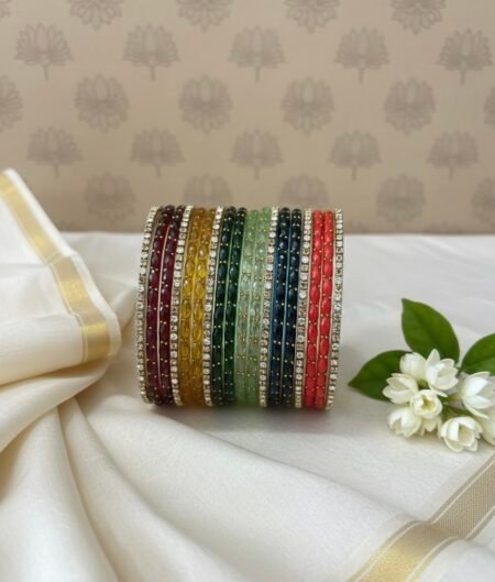 Glass Bangles -Nakshatra with  stone border bangle