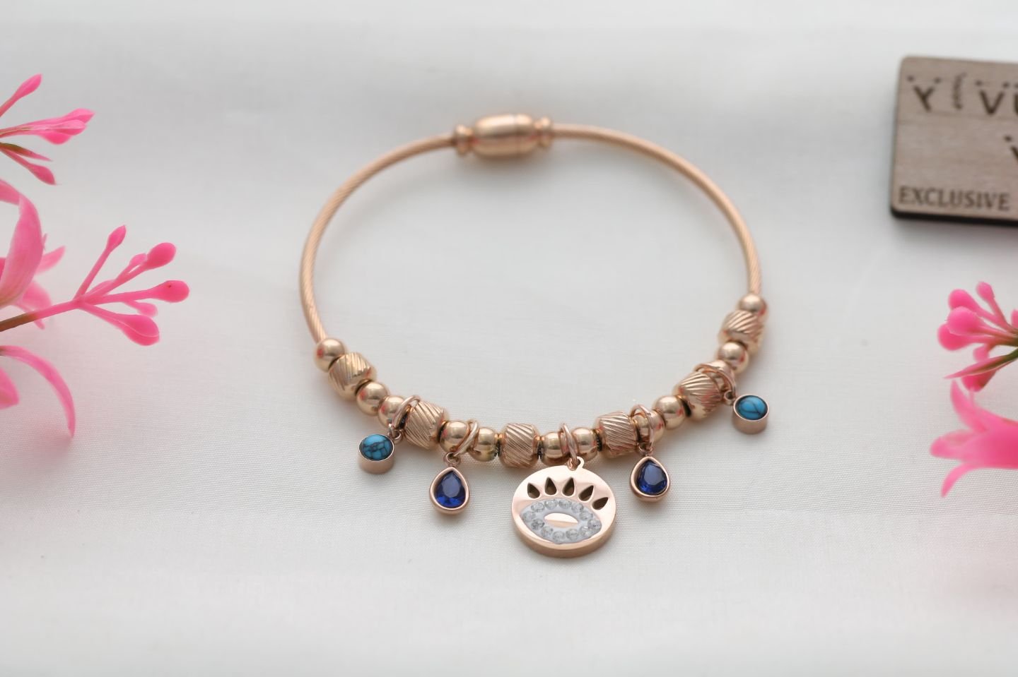 18k Gold Plated Charm Bracelet with Magnetic lock