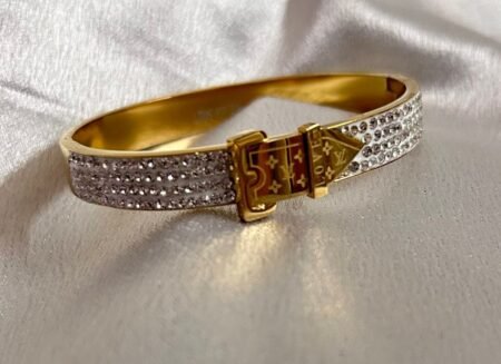 22k Gold Plated Stone Bracelet With Adjustable Size- Side open