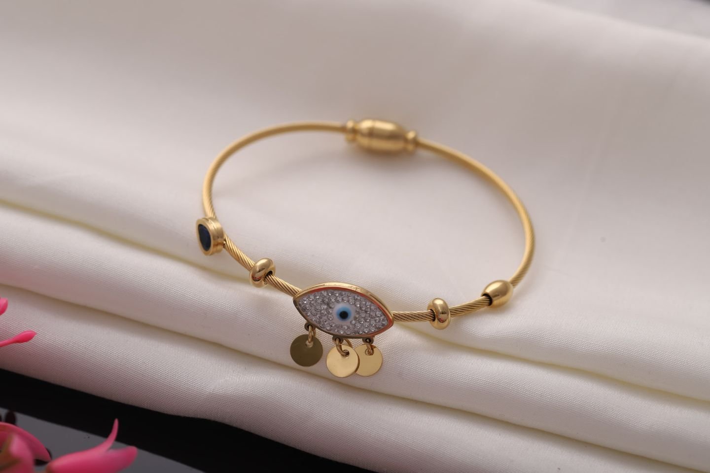 22k Gold plated stylish evil eye bracelet with stones