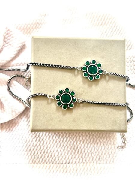 Small Flower Anklets- Green Stone Anklet