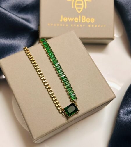 18k Gold plated semi green stone pendant