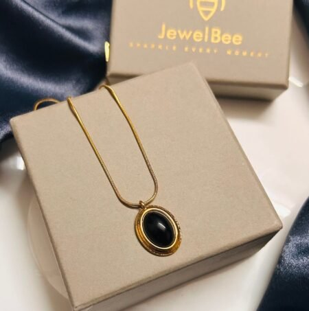 18k Gold Plated Black Pendant