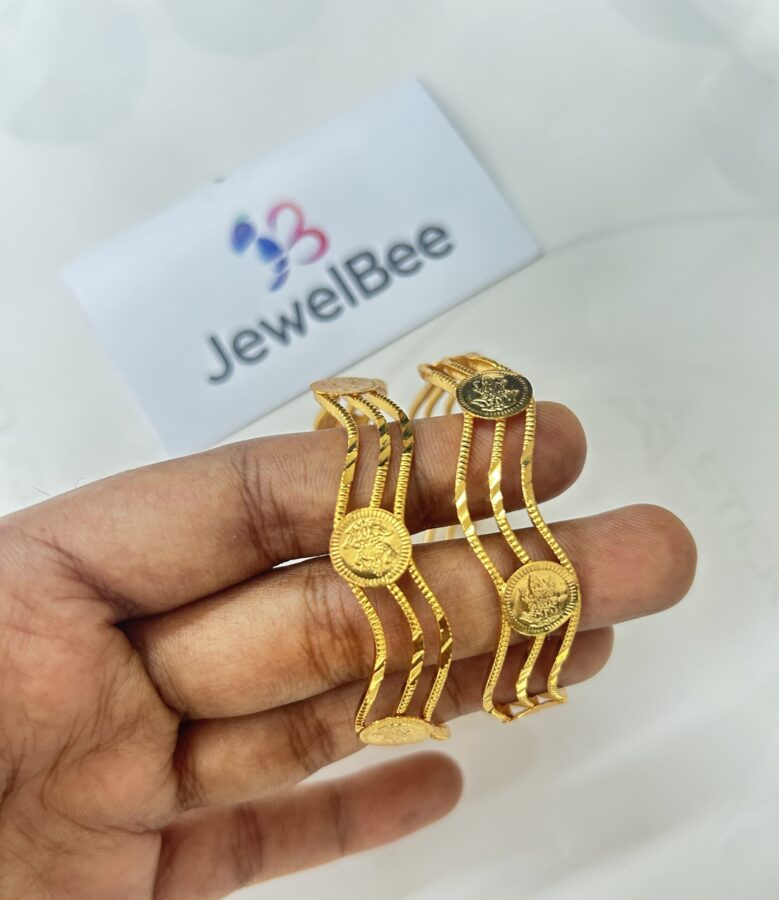 Gold Plated Lekshmi Coin Bangle of size 2.2