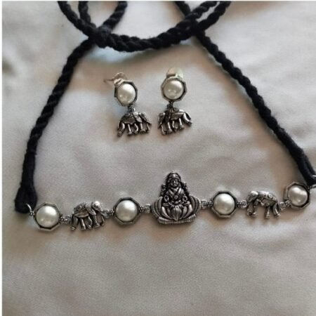 Silver Plated Gaja lekshmi Choker Set