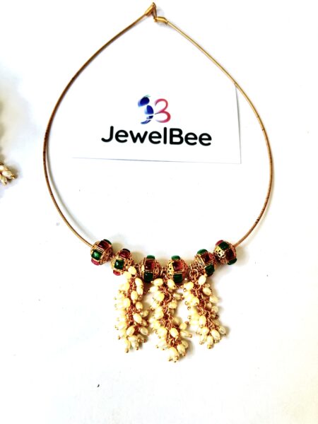 invisible pearl and stone choker