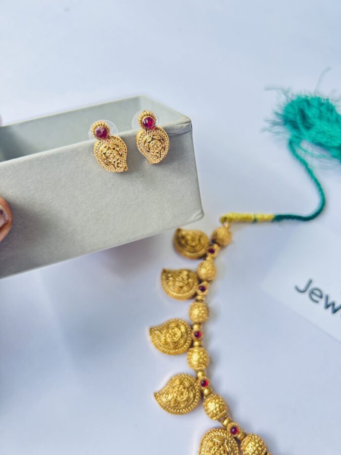 Premium Gold Replica Mango Necklace set - Image 3