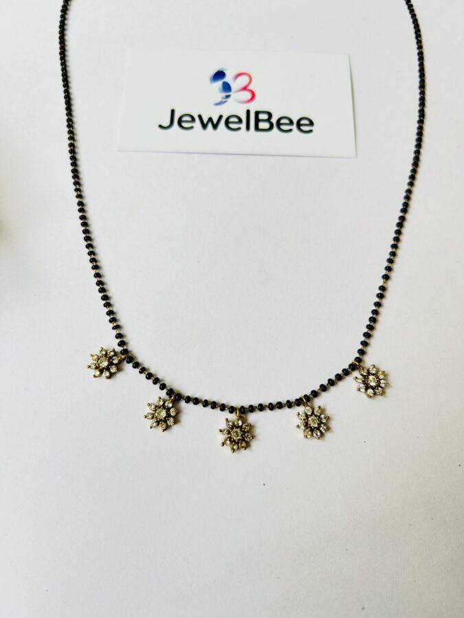 Premium AD Black Beaded Mala - Image 2