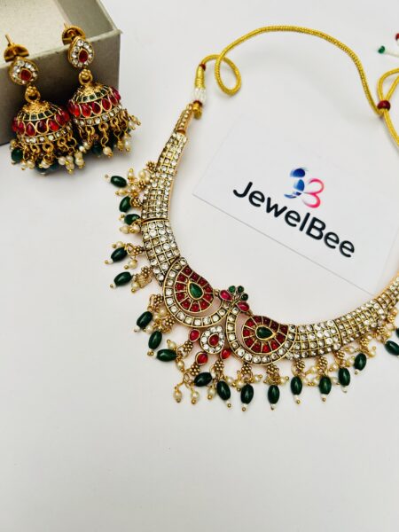 Royal Rani Necklace with stones and Beads (Jadauo Look like)