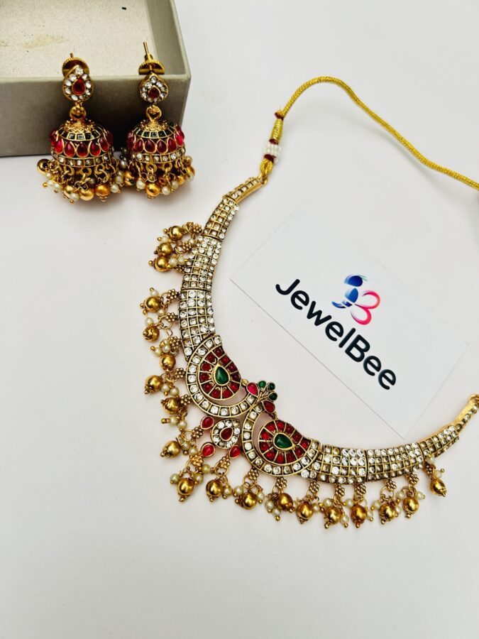Royal Rani Necklace with stones and Beads (Jadauo Look like)