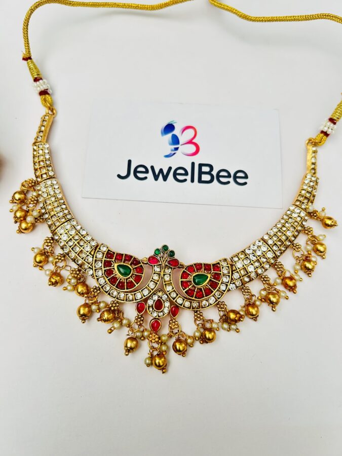 Royal Rani Necklace with stones and Beads (Jadauo Look like) - Image 3