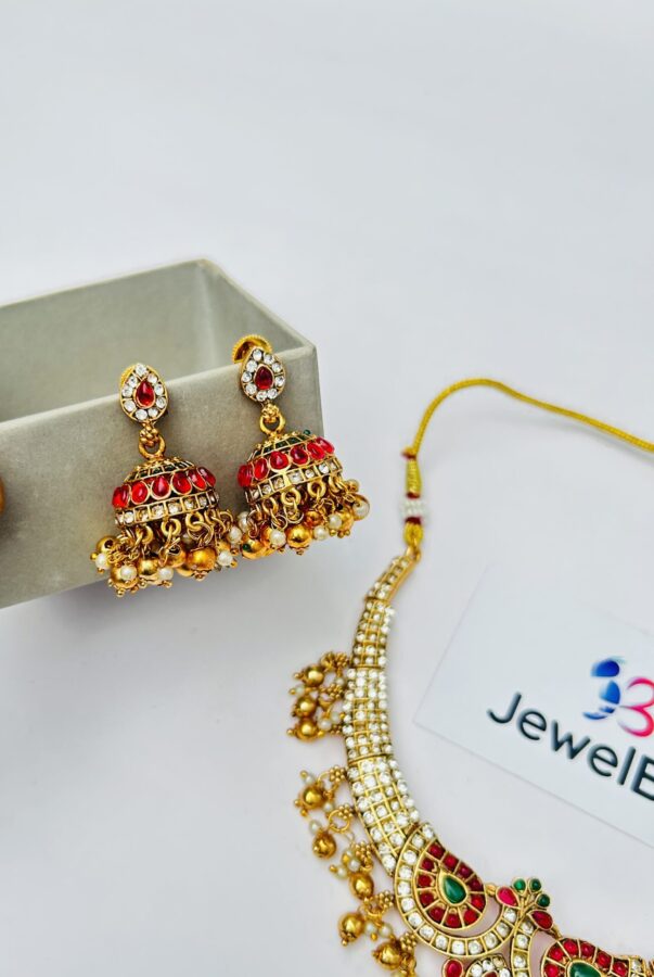 Royal Rani Necklace with stones and Beads (Jadauo Look like) - Image 2