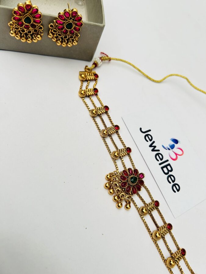 Traditional Red Palaka choker set