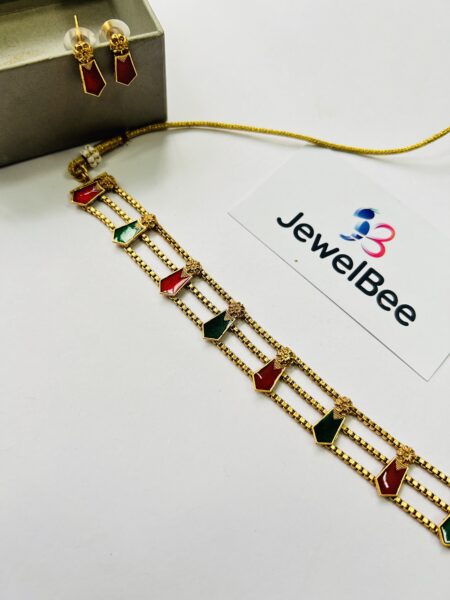 Traditional EnamelShort Nagapadam Choker set