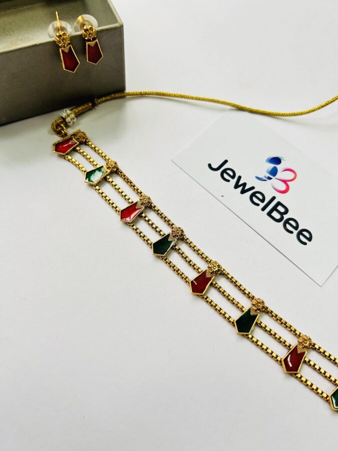 Traditional EnamelShort Nagapadam Choker set