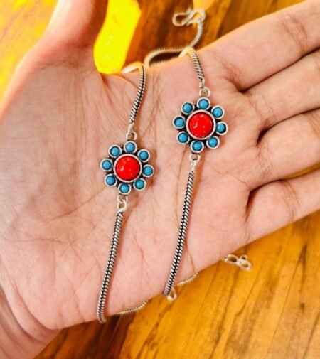 Small Flower Anklets- Red &Blue Anklet