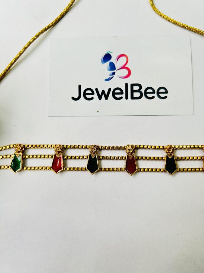 Traditional EnamelShort Nagapadam Choker set - Image 4