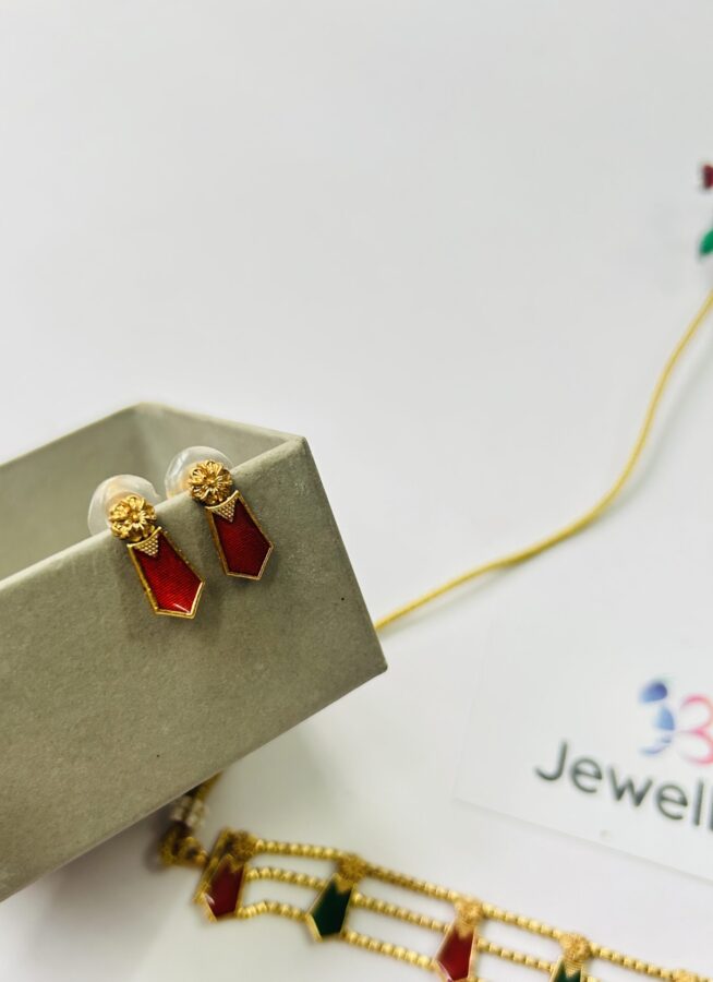 Traditional EnamelShort Nagapadam Choker set - Image 5