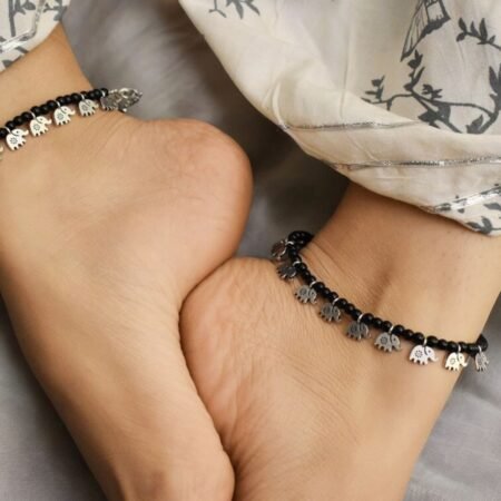 Elegant  Tusker Silver Plated Anklet  (  ADJUSTABLE)
