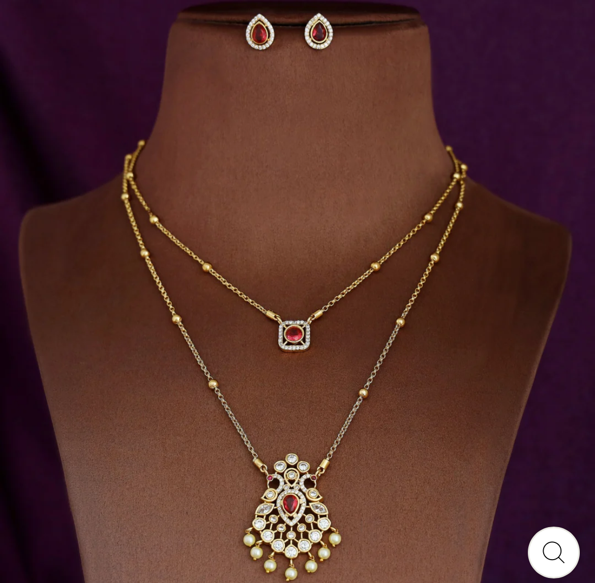 Premium Double Layer AD Necklace Set - Image 3