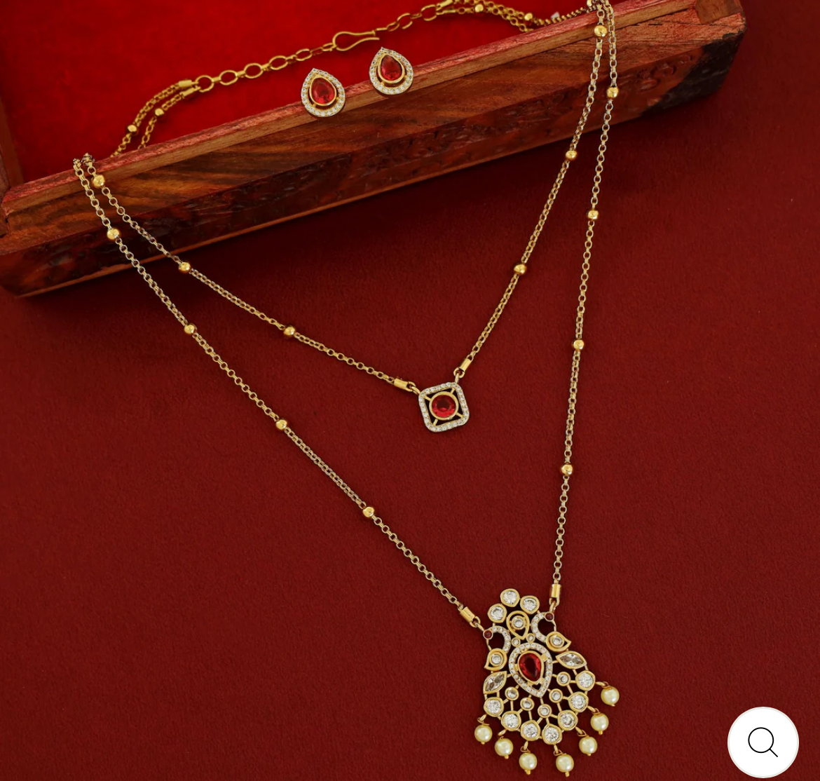 Premium Double Layer AD Necklace Set - Image 2