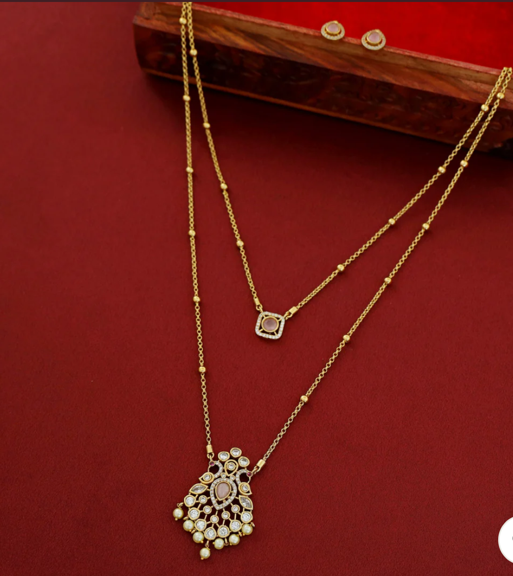 Premium Double Layer AD Necklace Set - Image 4