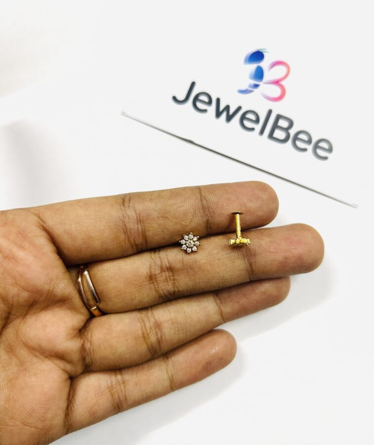 Gold Plated Vaidoorya Diamond Work Nosepin