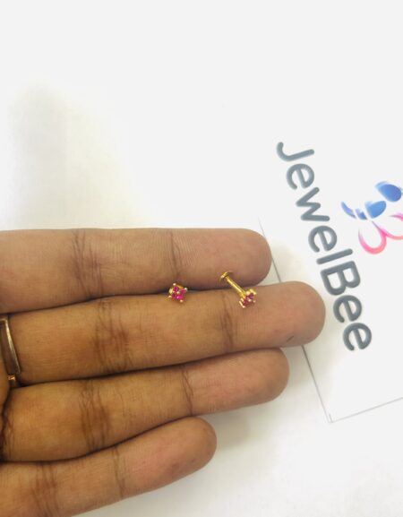 Gold Plated Four stone Diamond Work Mini Nosepin