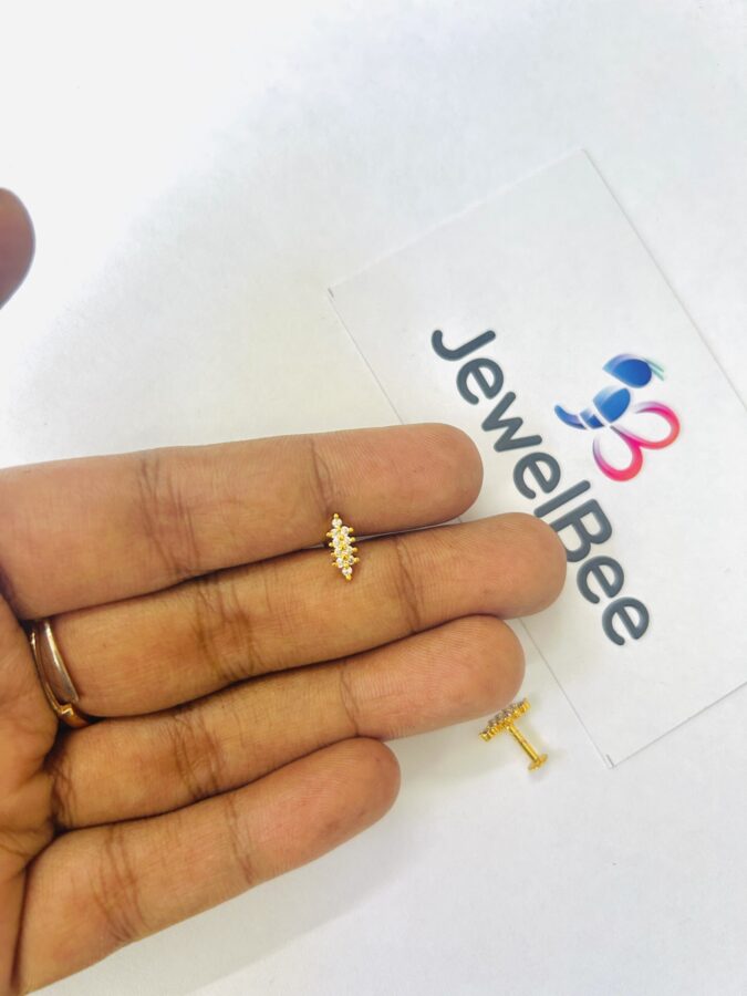 Gold Plated Mini Diamond Work Nosepin - Image 2