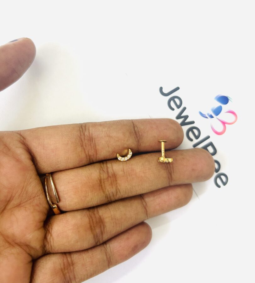 Premium Gold Plated Chandra Nose Pin (ONE PIECE) - Image 3
