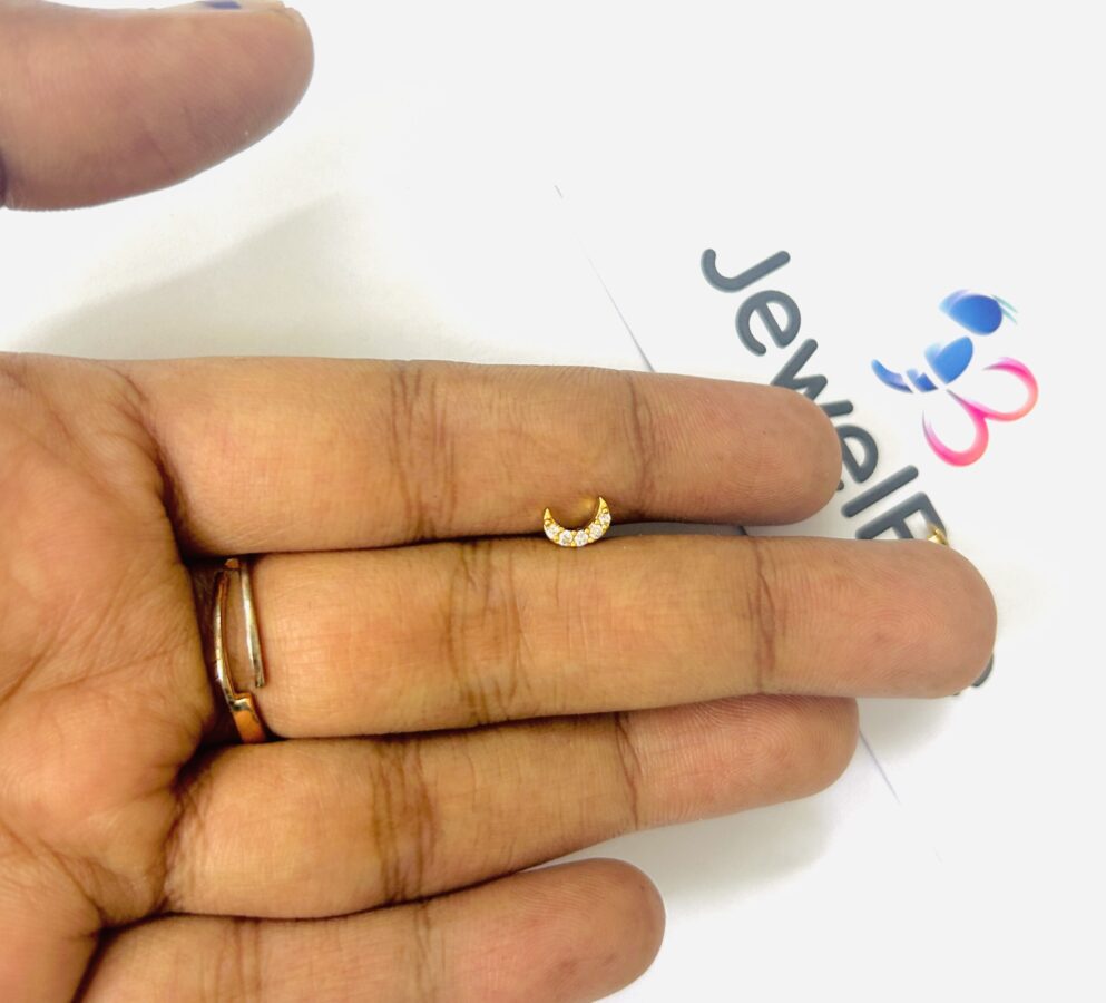 Premium Gold Plated Chandra Nose Pin (ONE PIECE) - Image 4