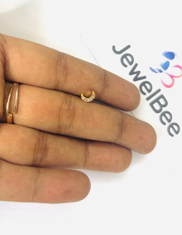 Premium Gold Plated Chandra Nose Pin (ONE PIECE) - Image 9