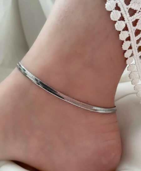 Silver Plated Snake Thick Chain Anklet Adjustable(PAIR)