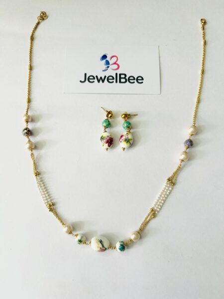 Pearl and bead mala set -[Anti tarnish]